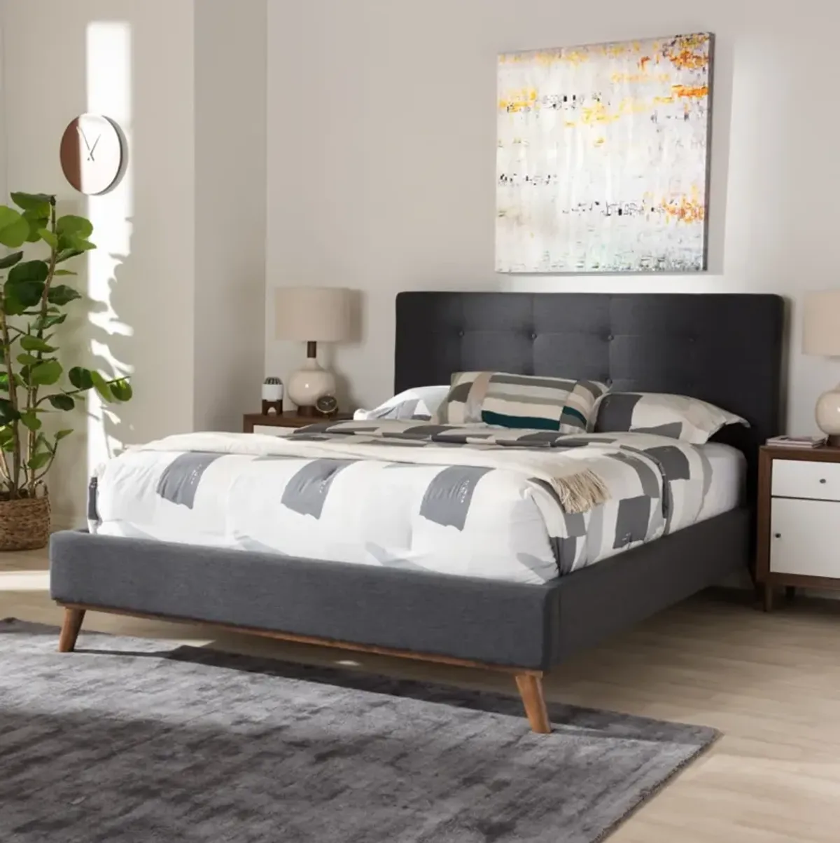 Teyah Full Upholstered Platform Bed - Dark Gray