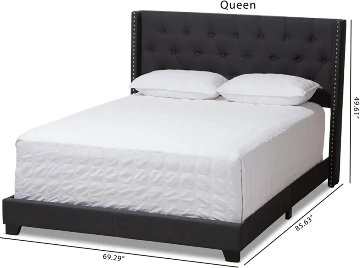 Heston Queen Upholstered Bed - Charcoal Gray