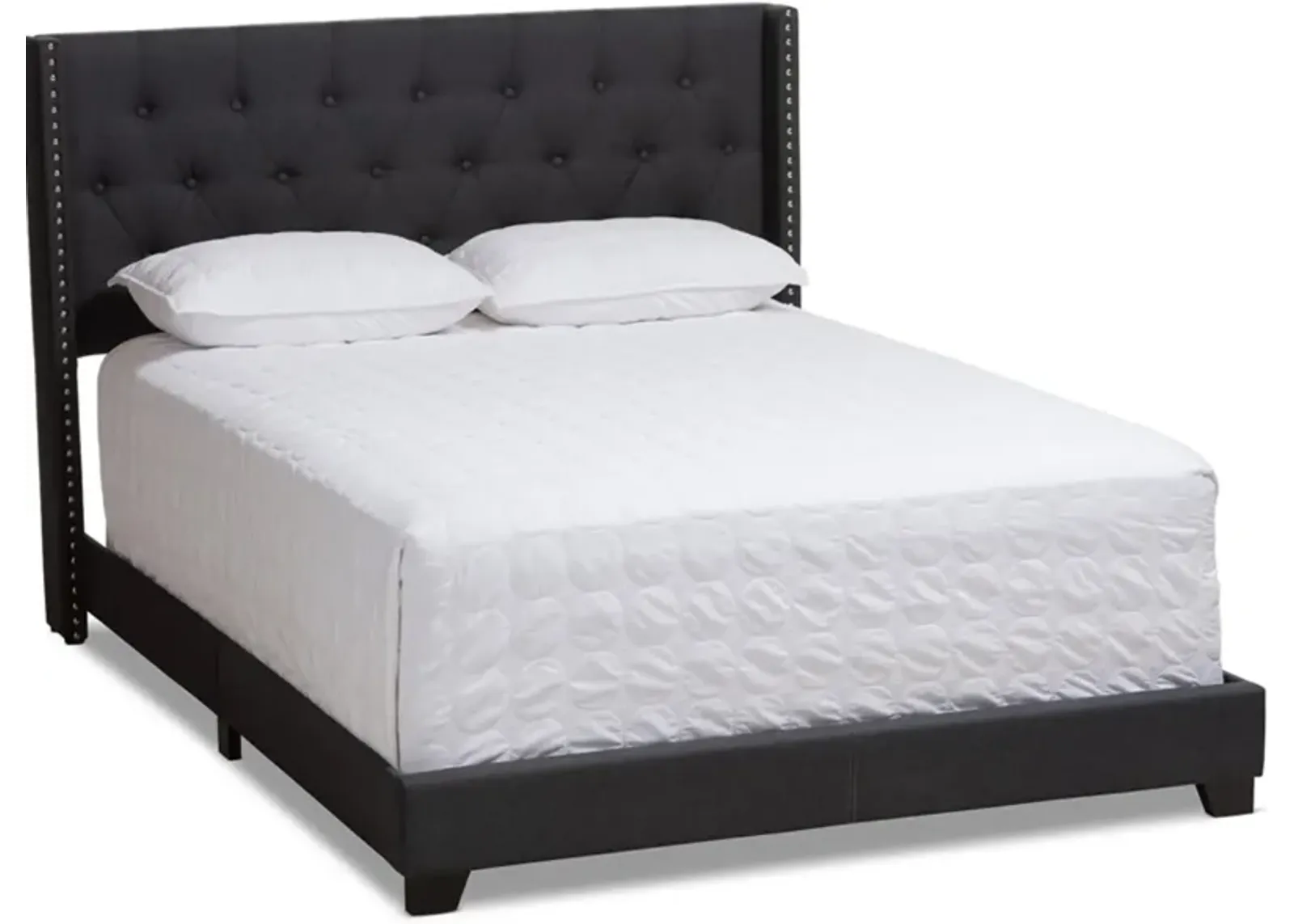 Heston Queen Upholstered Bed - Charcoal Gray