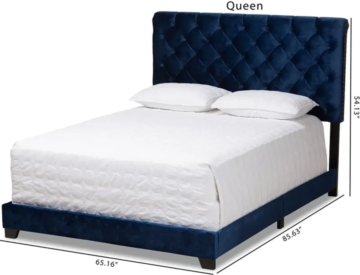 Noen Queen Upholstered Bed - Navy Blue