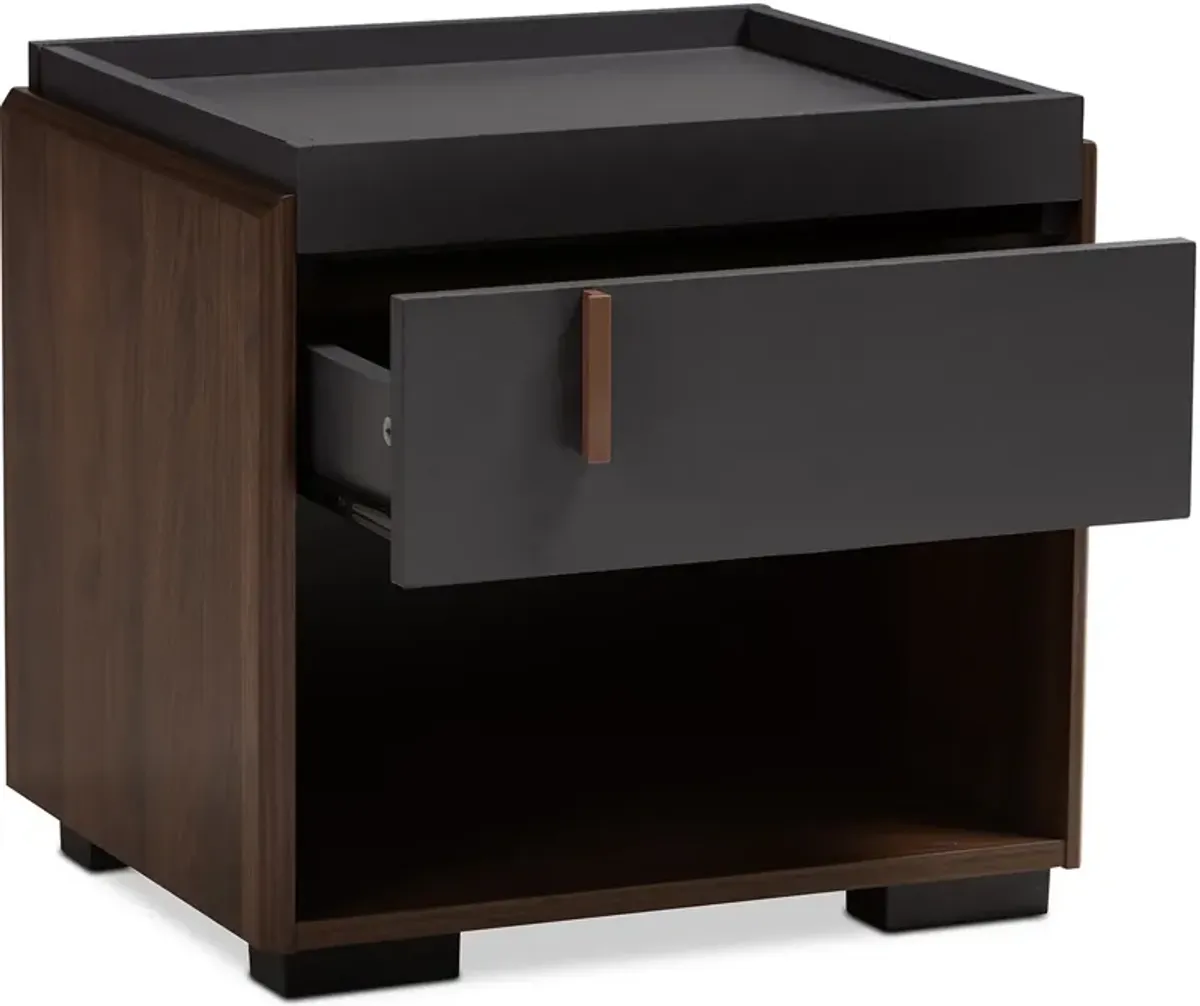 Loreda Nightstand - Gray/Walnut