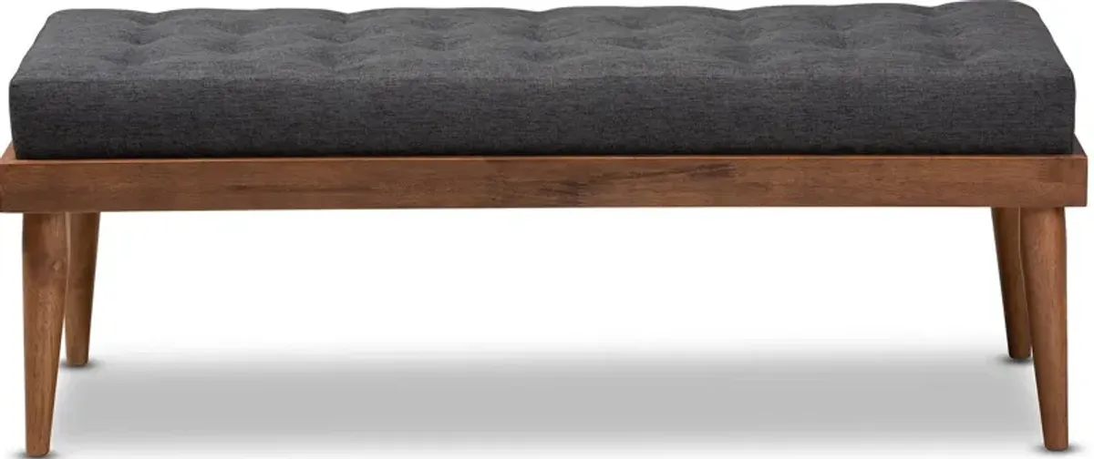 Safir Upholstered Bench - Charcoal/Walnut