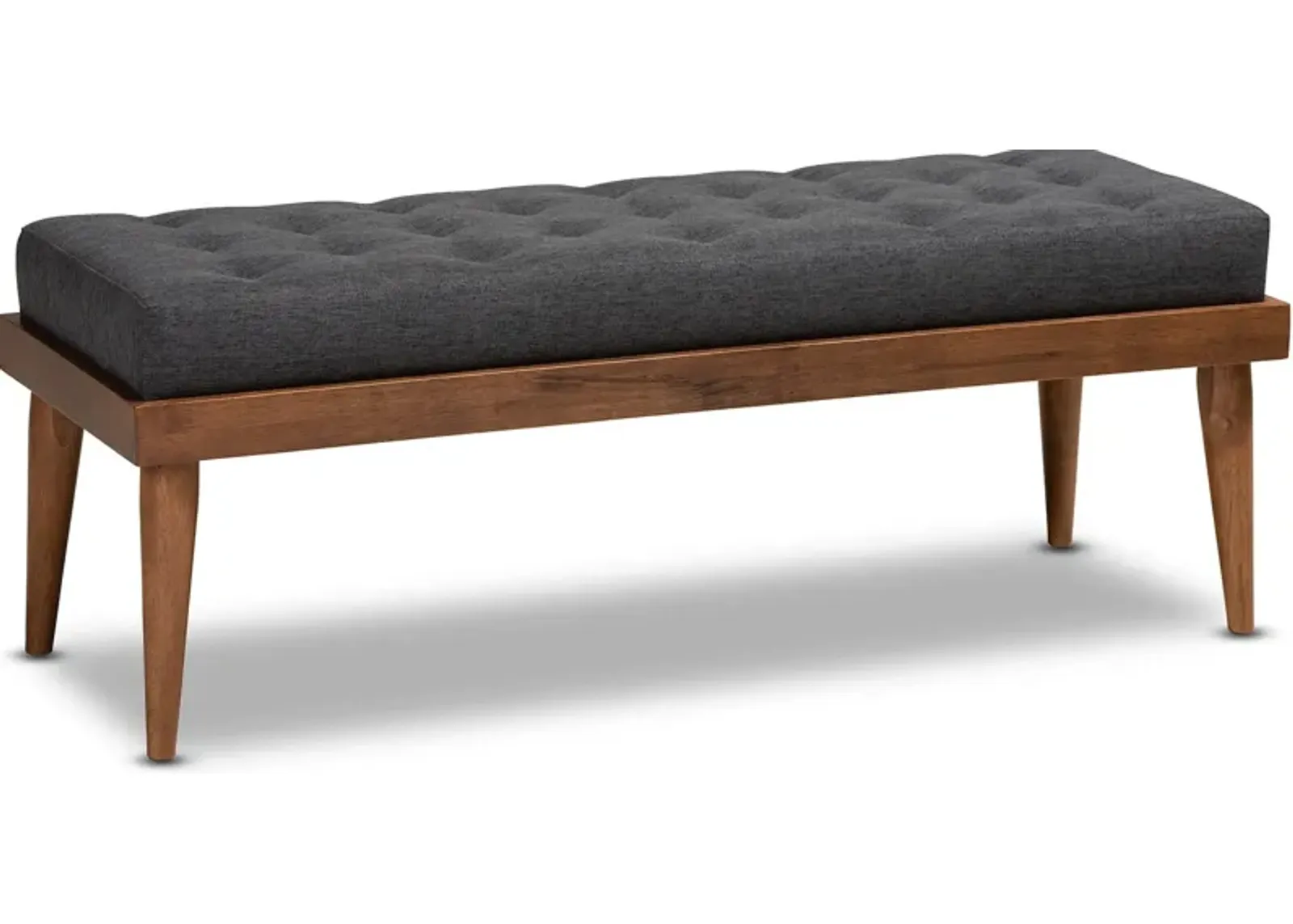 Safir Upholstered Bench - Charcoal/Walnut