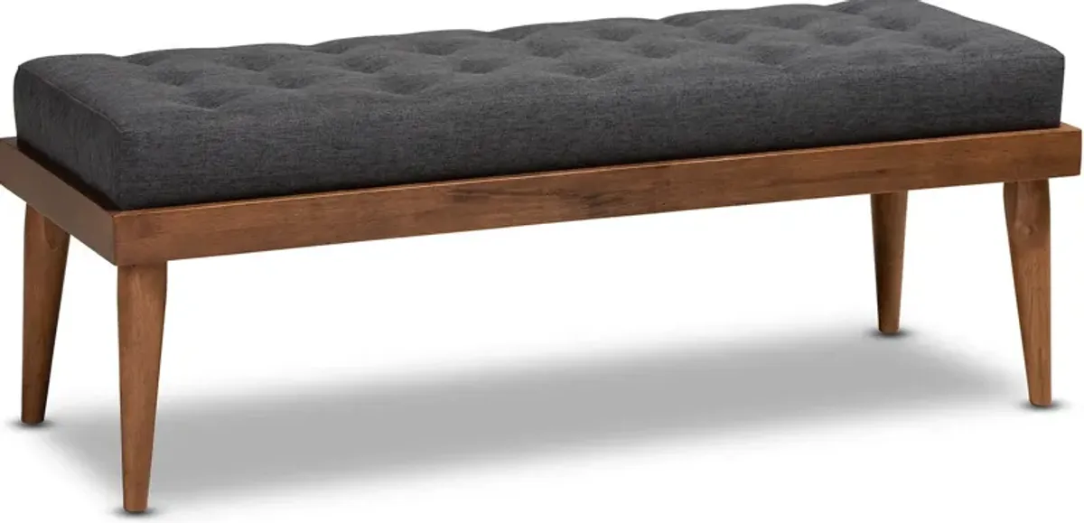 Safir Upholstered Bench - Charcoal/Walnut