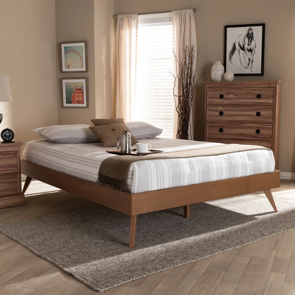 Vega King Platform Bed Frame - Ash Walnut