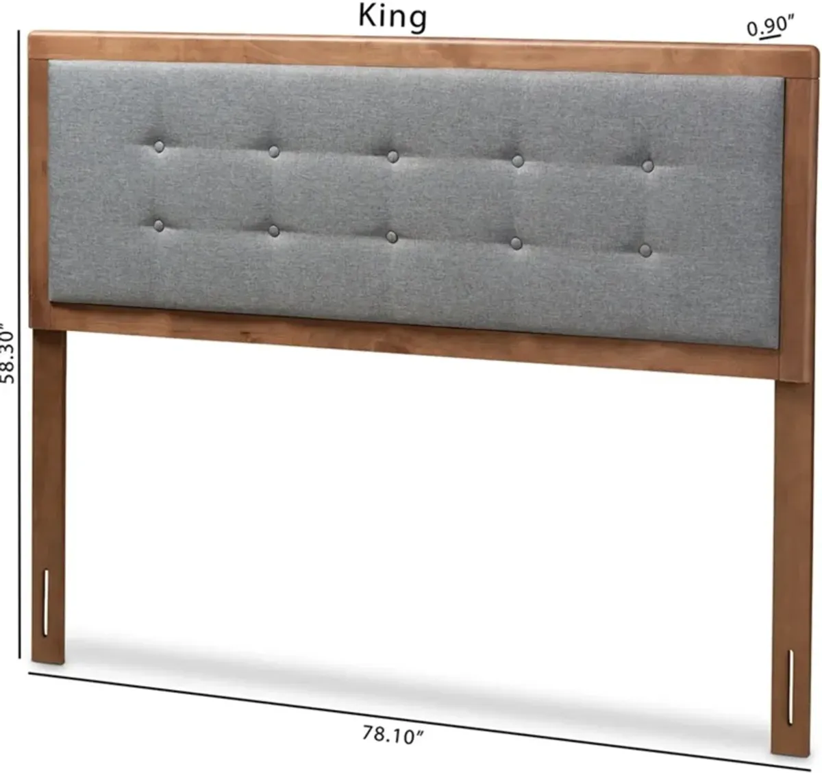 Malmo King Upholstered Headboard - Dark Gray/Walnut