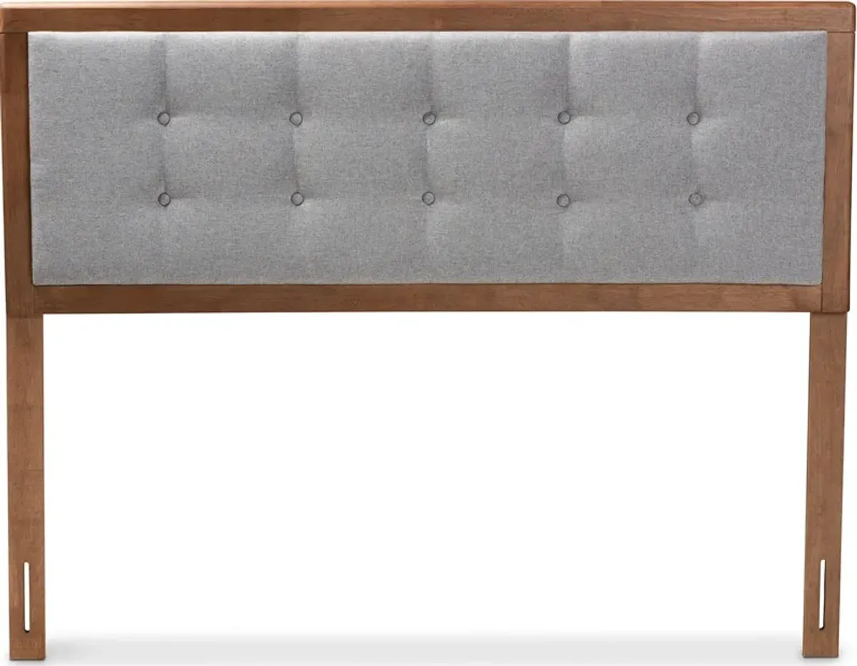 Malmo Queen Upholstered Headboard - Gray/Walnut