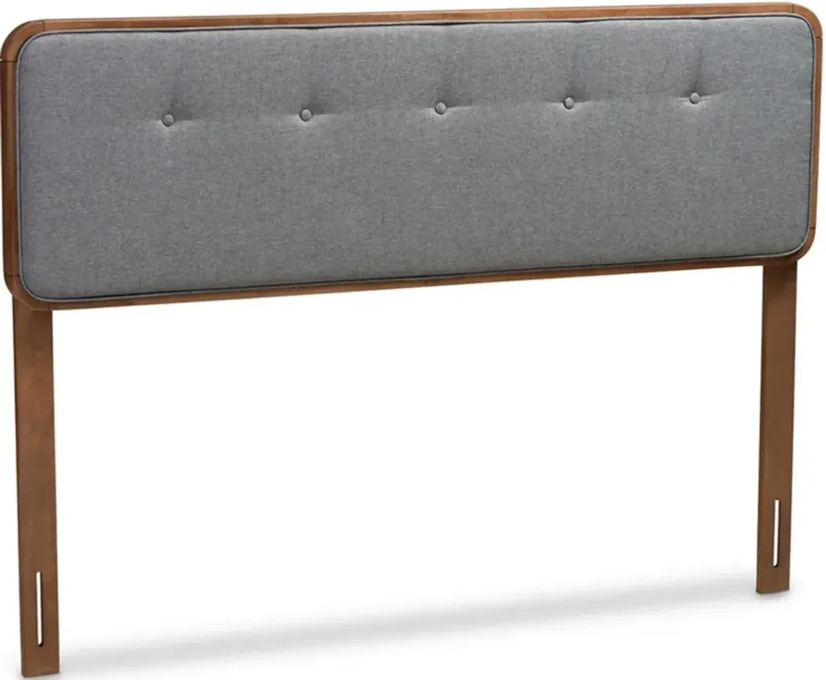 Arnia King Upholstered Headboard - Dark Gray/Walnut