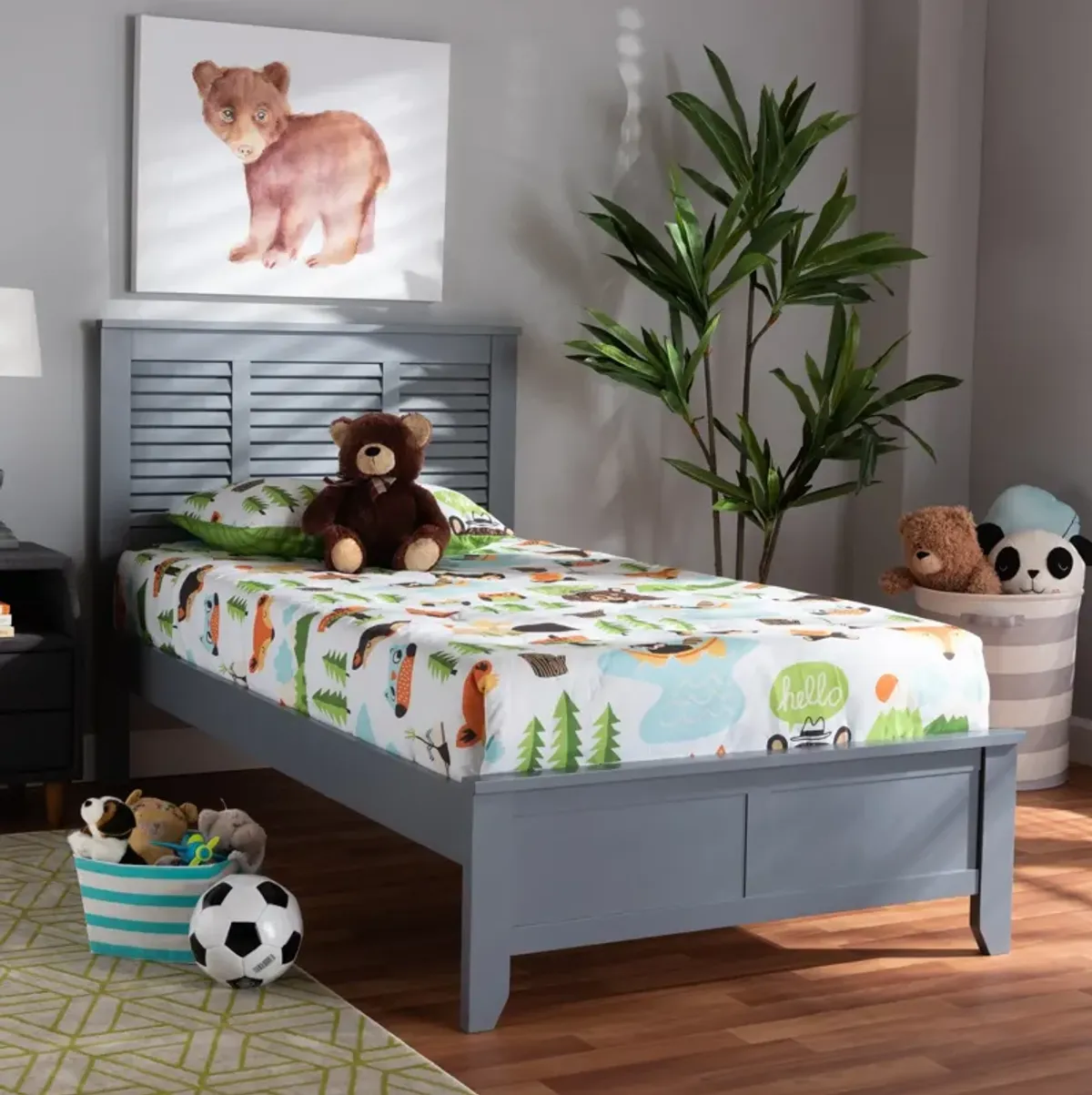 Lorella Twin Platform Bed - Gray