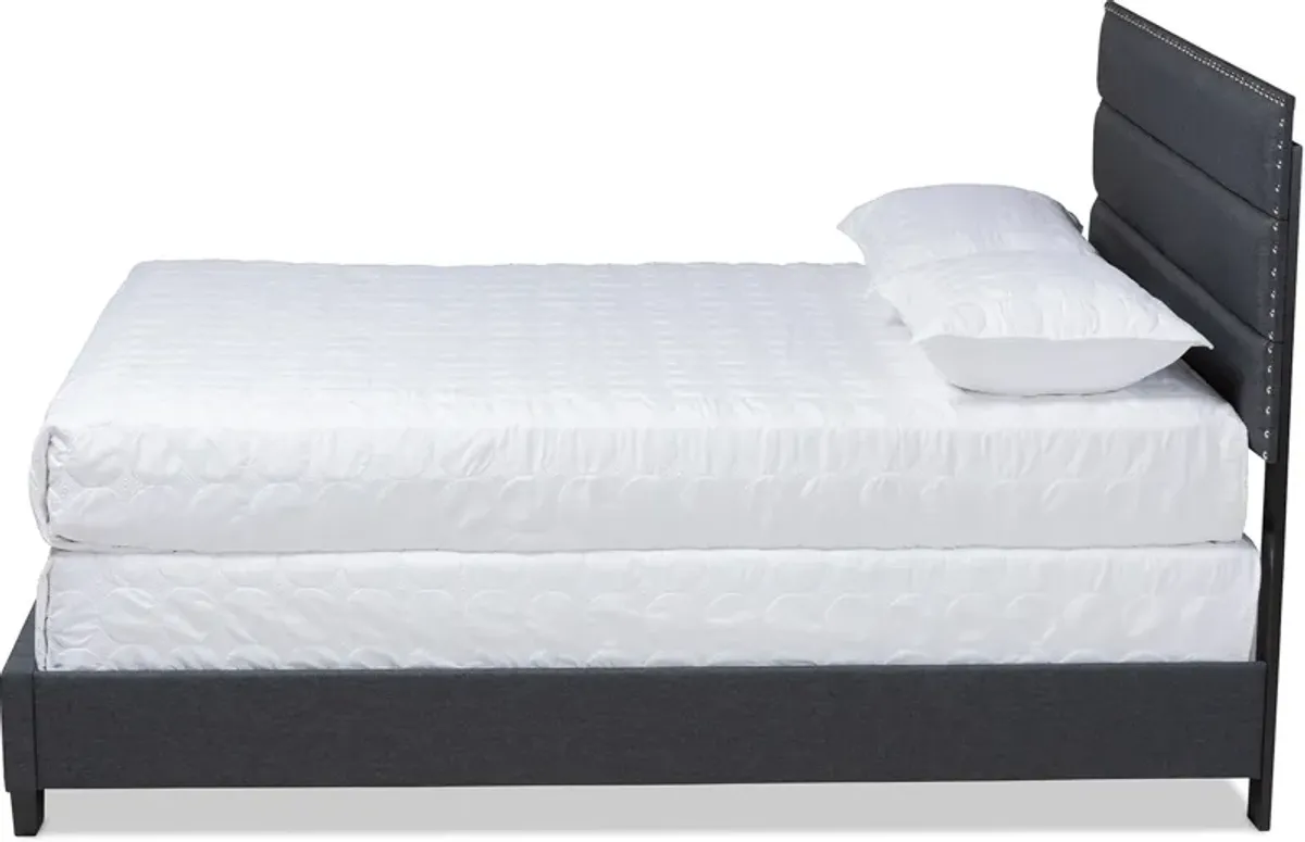 Carmen Queen Upholstered Bed - Dark Gray/Black