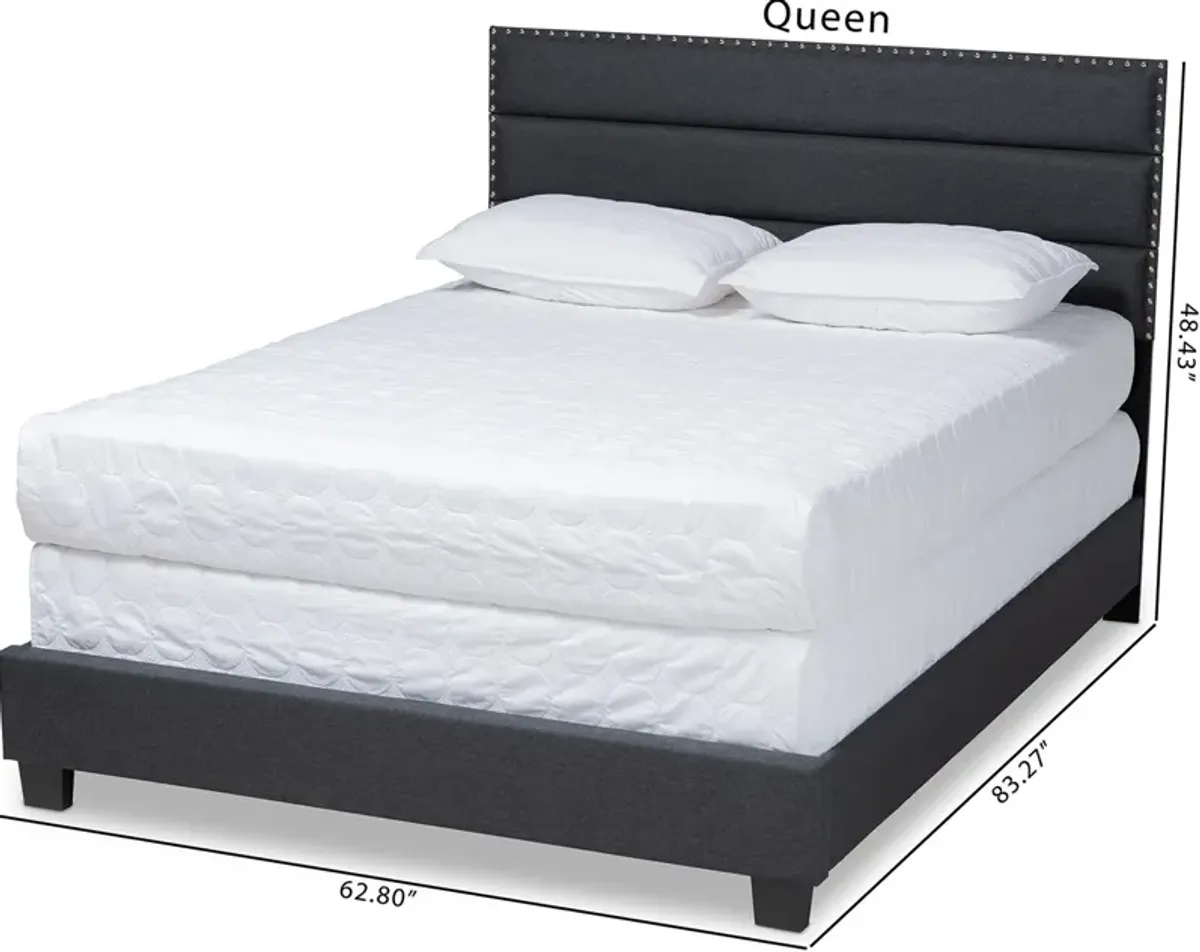 Carmen Queen Upholstered Bed - Dark Gray/Black