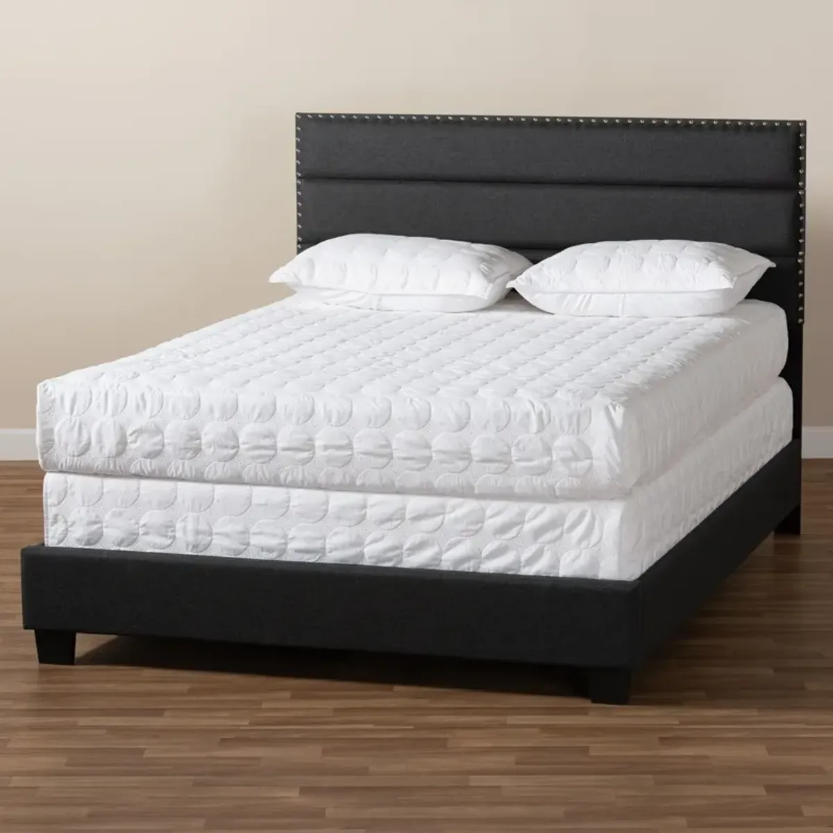 Carmen Queen Upholstered Bed - Dark Gray/Black