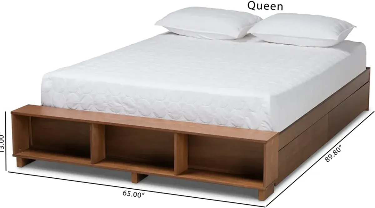 Calista Queen Platform Storage Bed Frame - Ash Walnut