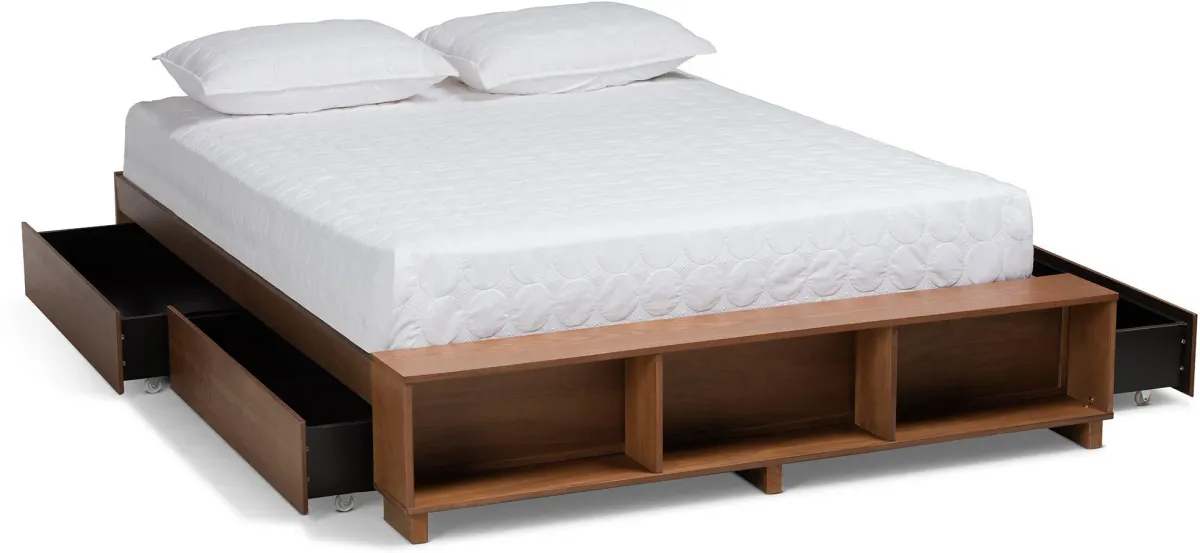 Calista Queen Platform Storage Bed Frame - Ash Walnut