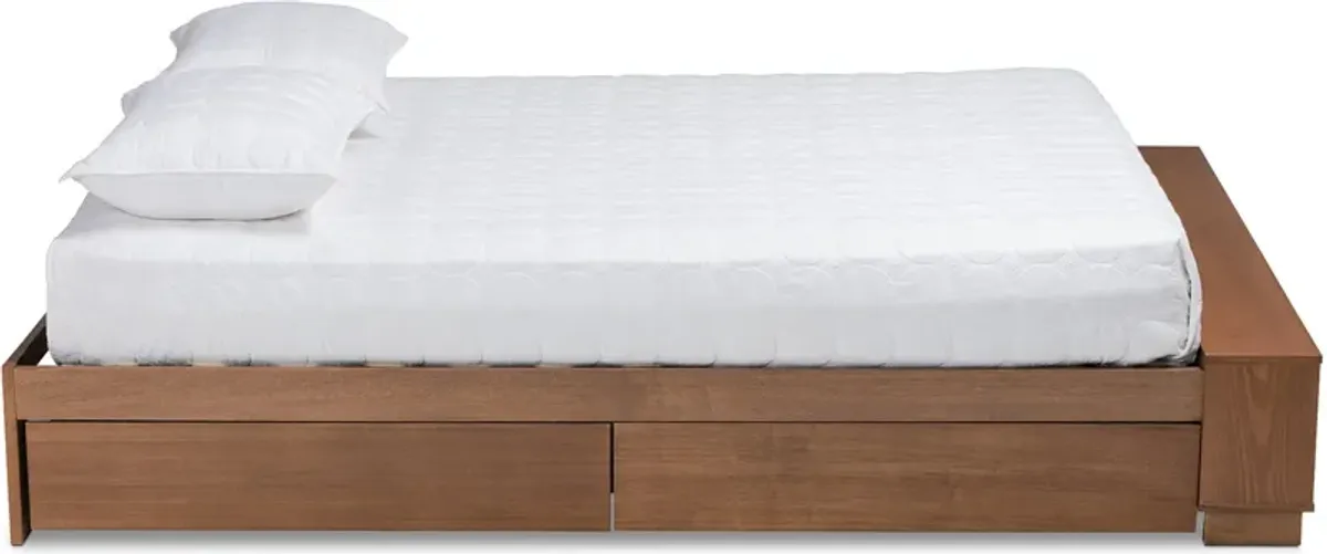 Calista Queen Platform Storage Bed Frame - Ash Walnut