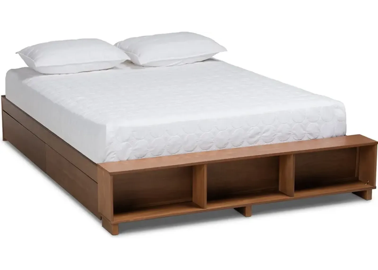 Calista Queen Platform Storage Bed Frame - Ash Walnut