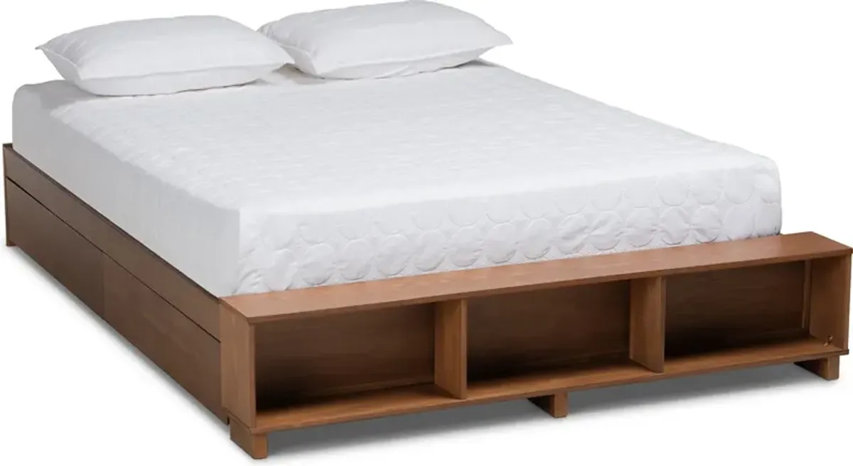 Calista Queen Platform Storage Bed Frame - Ash Walnut