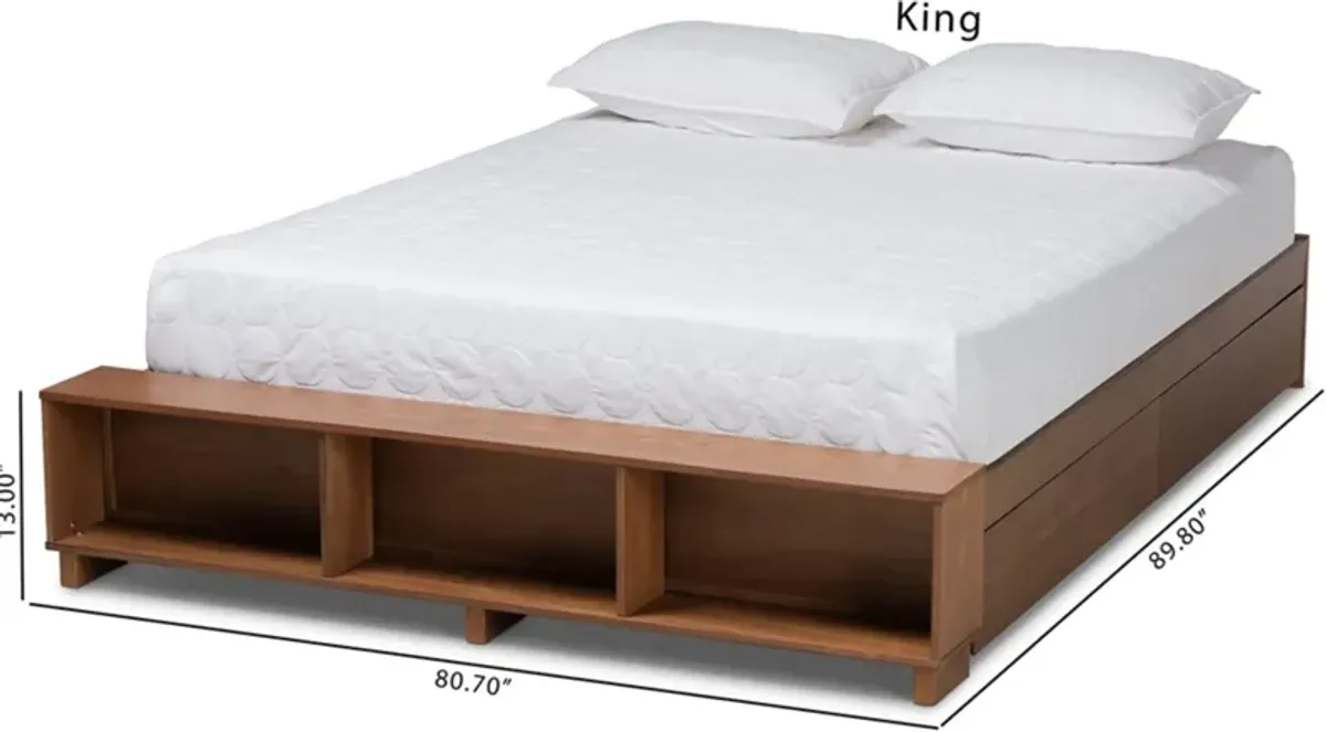 Calista King Platform Storage Bed Frame - Ash Walnut