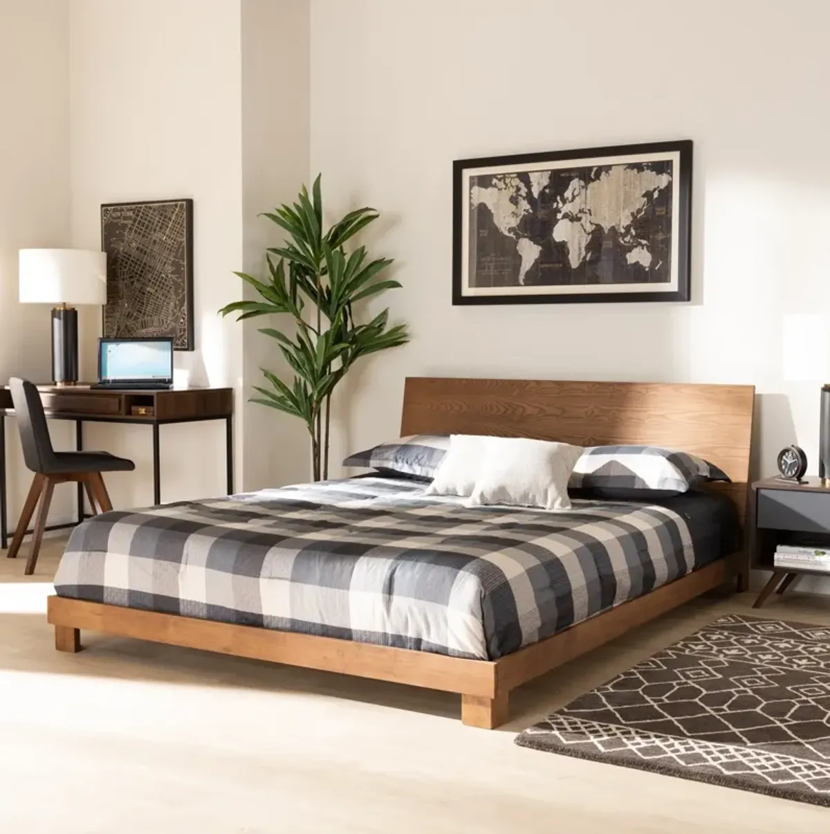 Aviva Queen Platform Bed - Walnut Brown