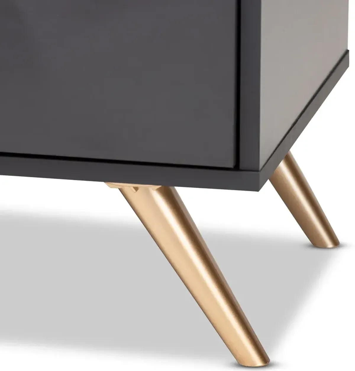 Bellona 2 Drawer Nightstand - Dark Gray/Gold