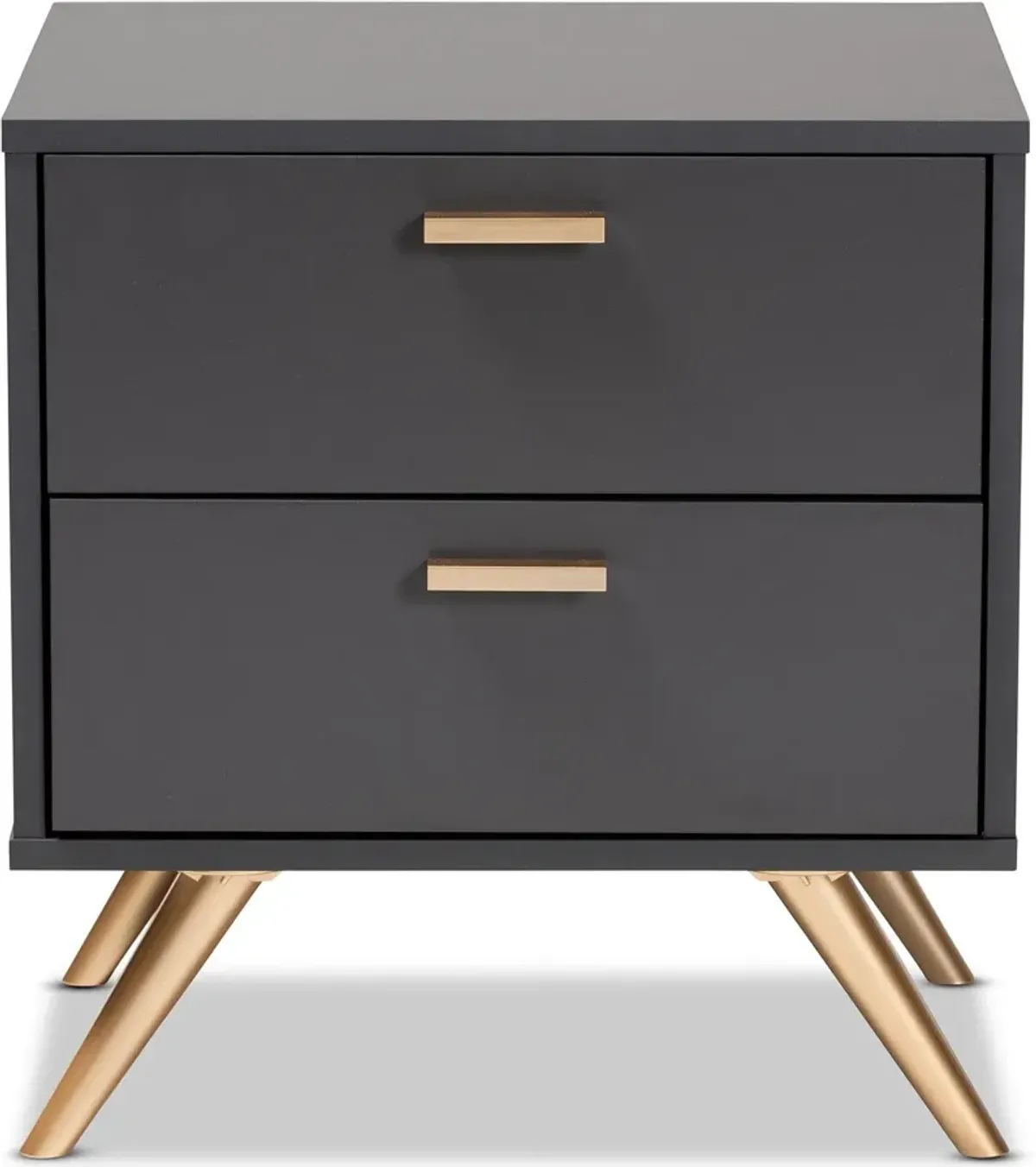 Bellona 2 Drawer Nightstand - Dark Gray/Gold