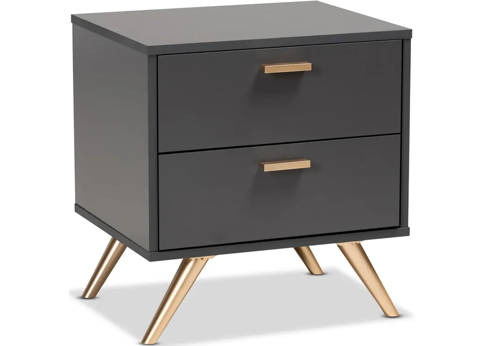 Bellona 2 Drawer Nightstand - Dark Gray/Gold