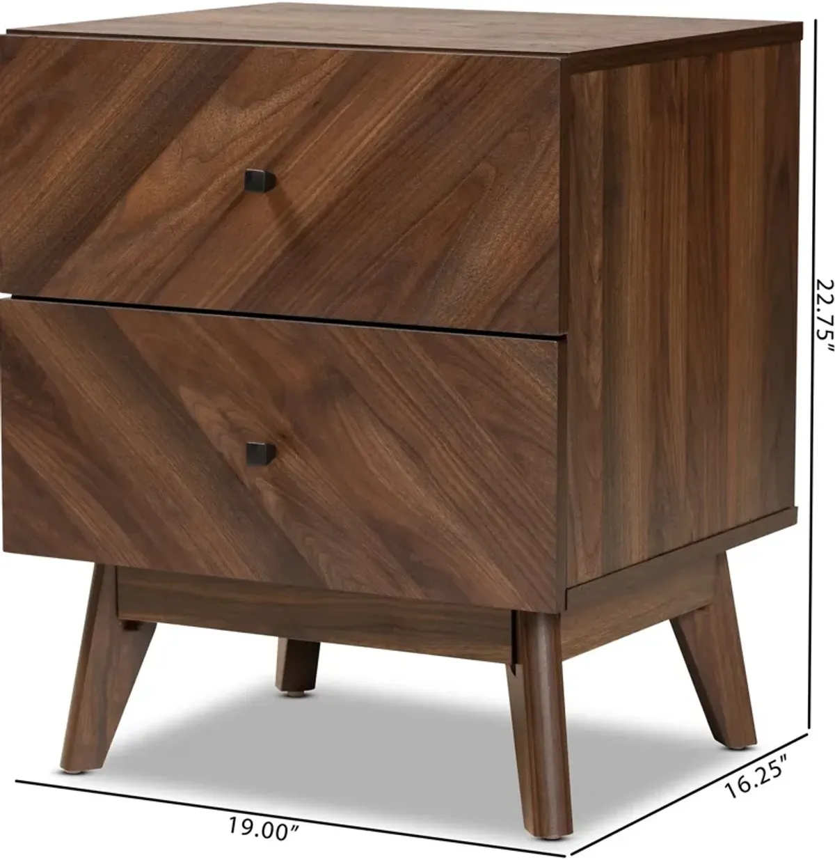 Betania 2 Drawer Nightstand - Walnut Brown