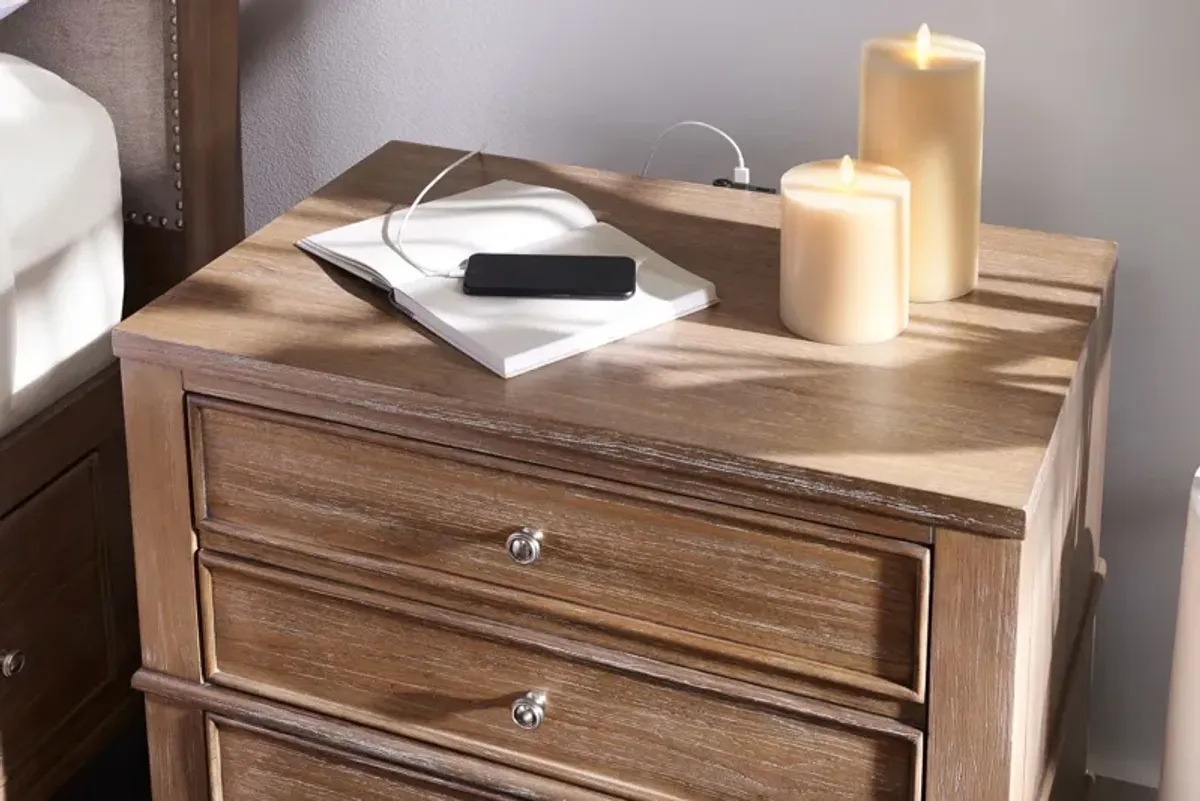 Hazel 2-Drawer Nightstand with USB Charging - Latte