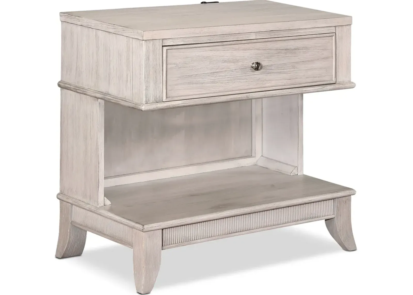 Hazel 1-Drawer Nightstand with USB Charging - Water White