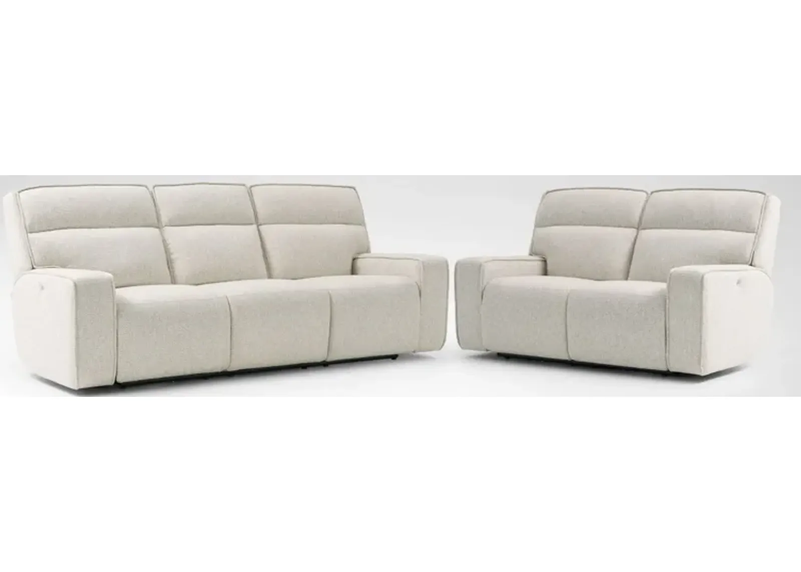 Everest Triple-Power Reclining Sofa and Loveseat Set - Sand