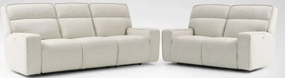 Everest Triple-Power Reclining Sofa and Loveseat Set - Sand