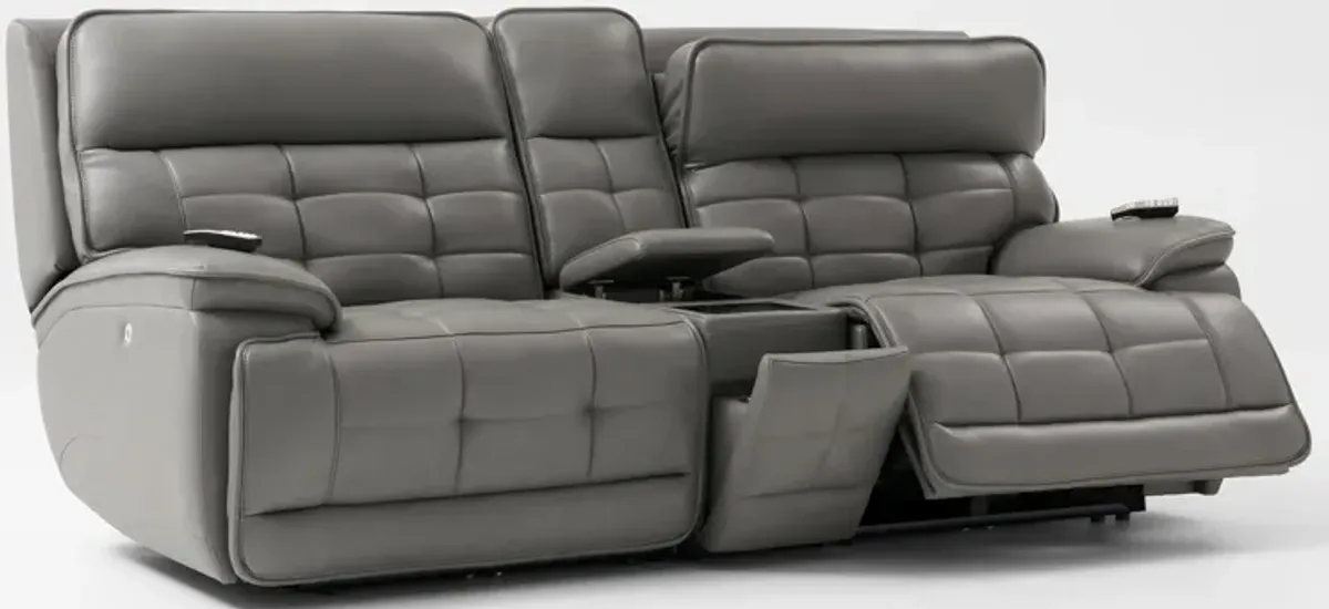 Cascade 3-Piece Triple-Power Reclining Loveseat with Console - Gray