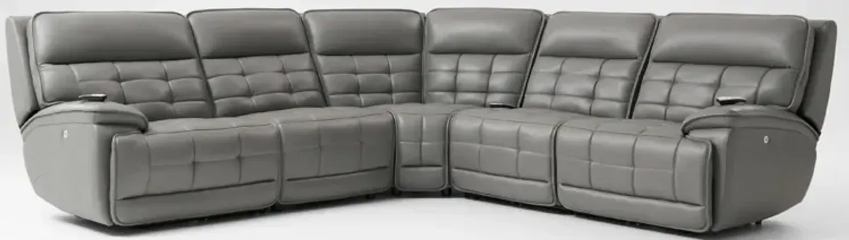 Cascade 5-Piece Triple-Power Reclining Sectional - Gray