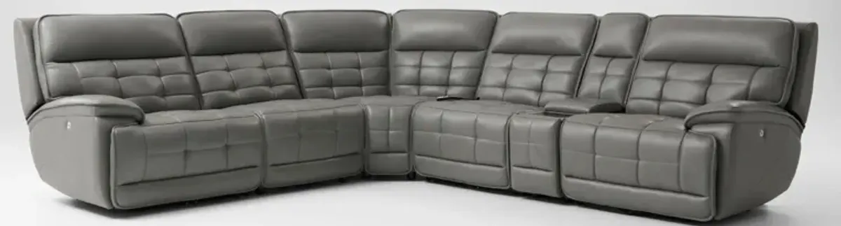 Cascade 6-Piece Triple-Power Reclining Sectional with Console - Gray