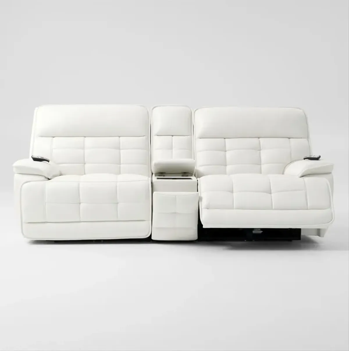 Cascade 3-Piece Triple-Power Reclining Loveseat with Console - White