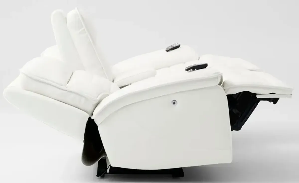 Cascade 3-Piece Triple-Power Reclining Loveseat with Console - White