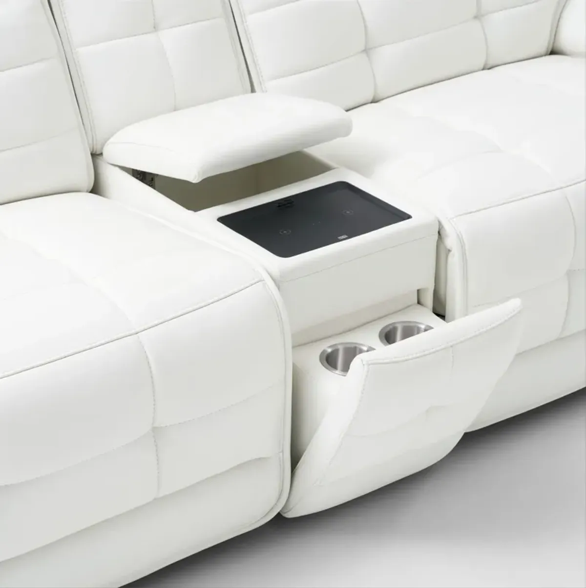 Cascade 3-Piece Triple-Power Reclining Loveseat with Console - White