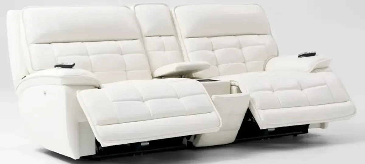 Cascade 3-Piece Triple-Power Reclining Loveseat with Console - White