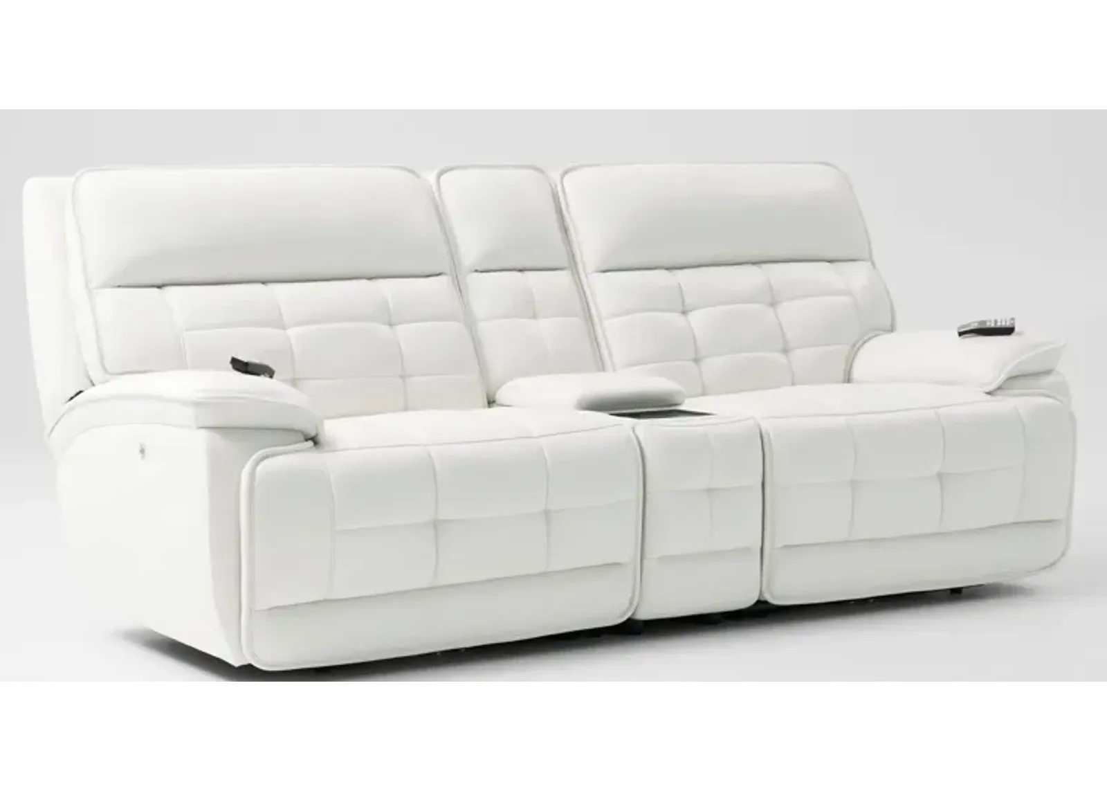 Cascade 3-Piece Triple-Power Reclining Loveseat with Console - White