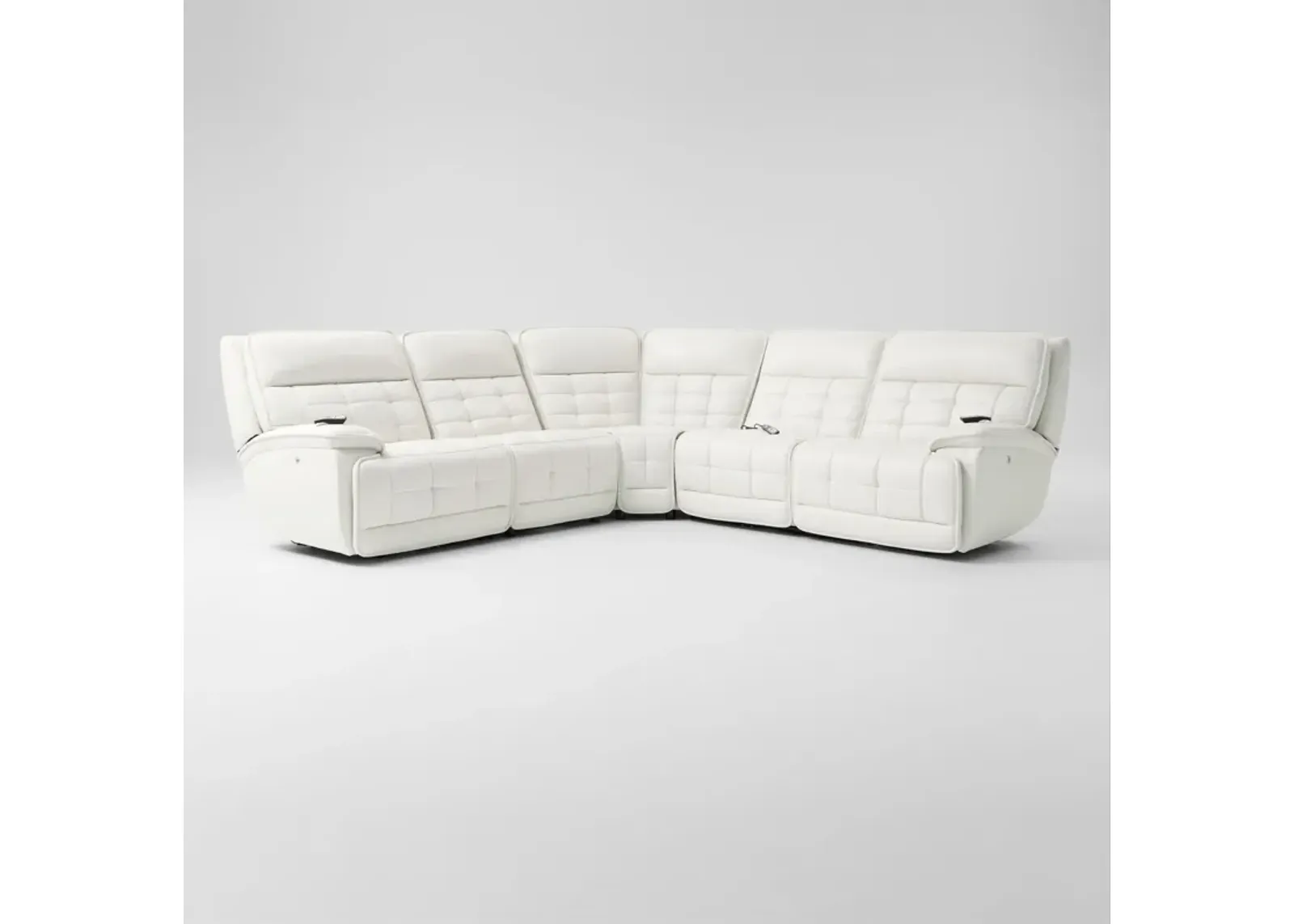 Cascade 5-Piece Triple-Power Reclining Sectional - White