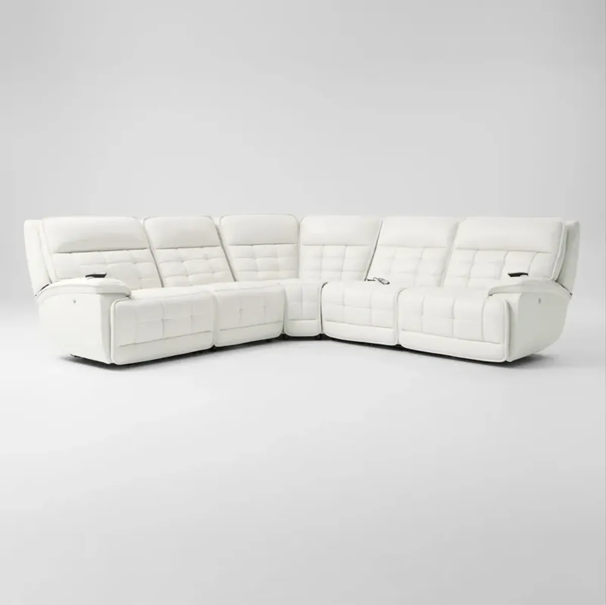 Cascade 5-Piece Triple-Power Reclining Sectional - White