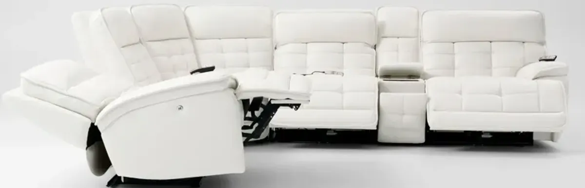 Cascade 6-Piece Triple-Power Reclining Sectional with Console - White