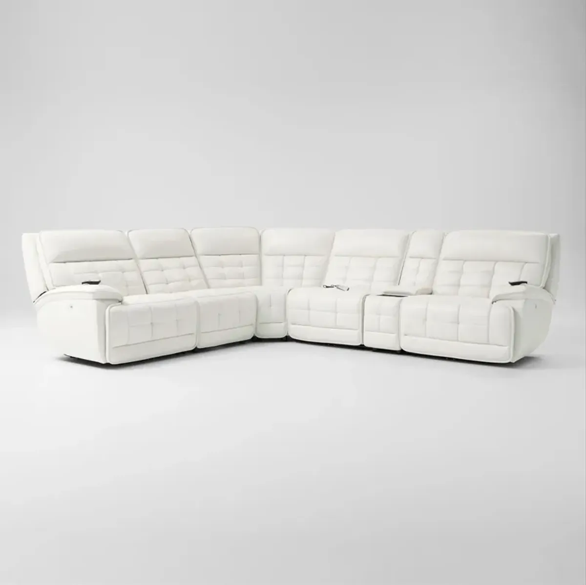 Cascade 6-Piece Triple-Power Reclining Sectional with Console - White