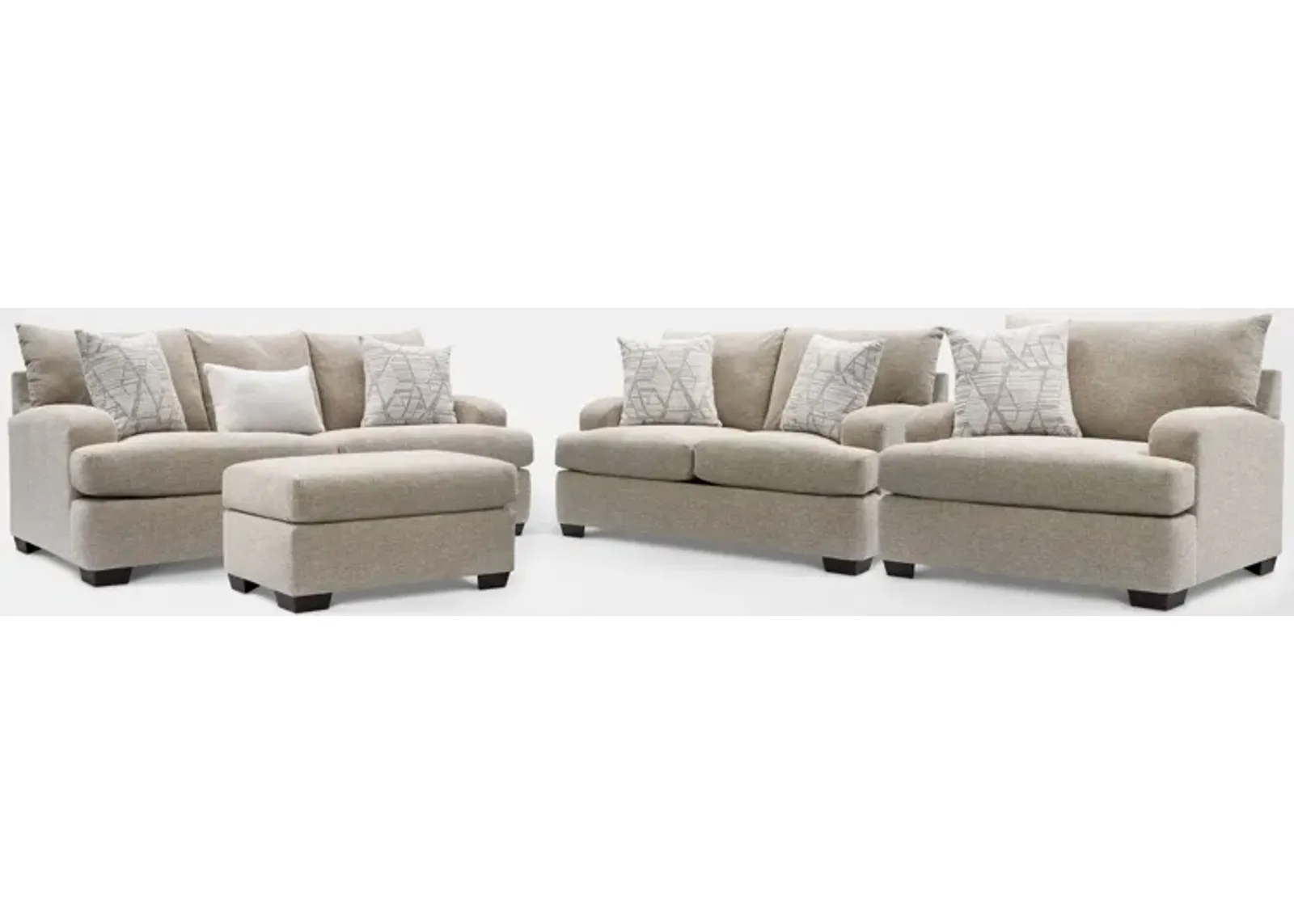 Roslyn Sofa, Loveseat, Chair and Ottoman Set