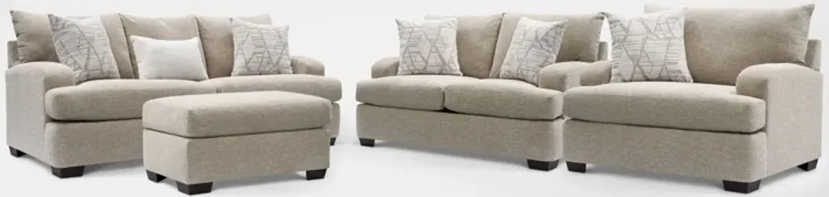 Roslyn Sofa, Loveseat, Chair and Ottoman Set