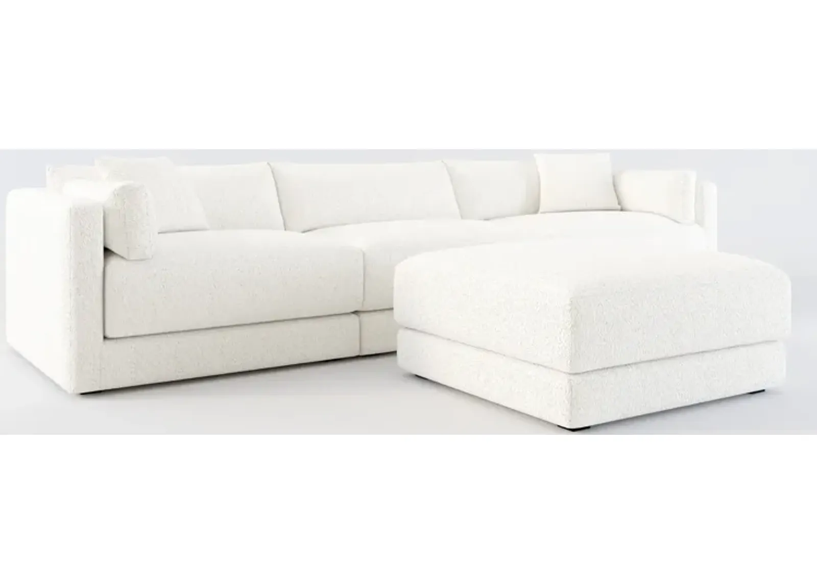 Malibu 3-Piece Sofa and Ottoman - River Rock Ivory