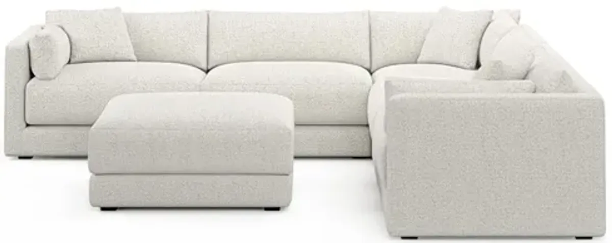 Malibu 5-Piece Sectional and Ottoman - River Rock Ivory