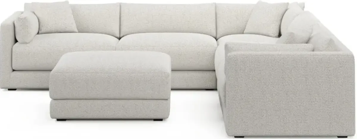 Malibu 5-Piece Sectional and Ottoman - River Rock Ivory