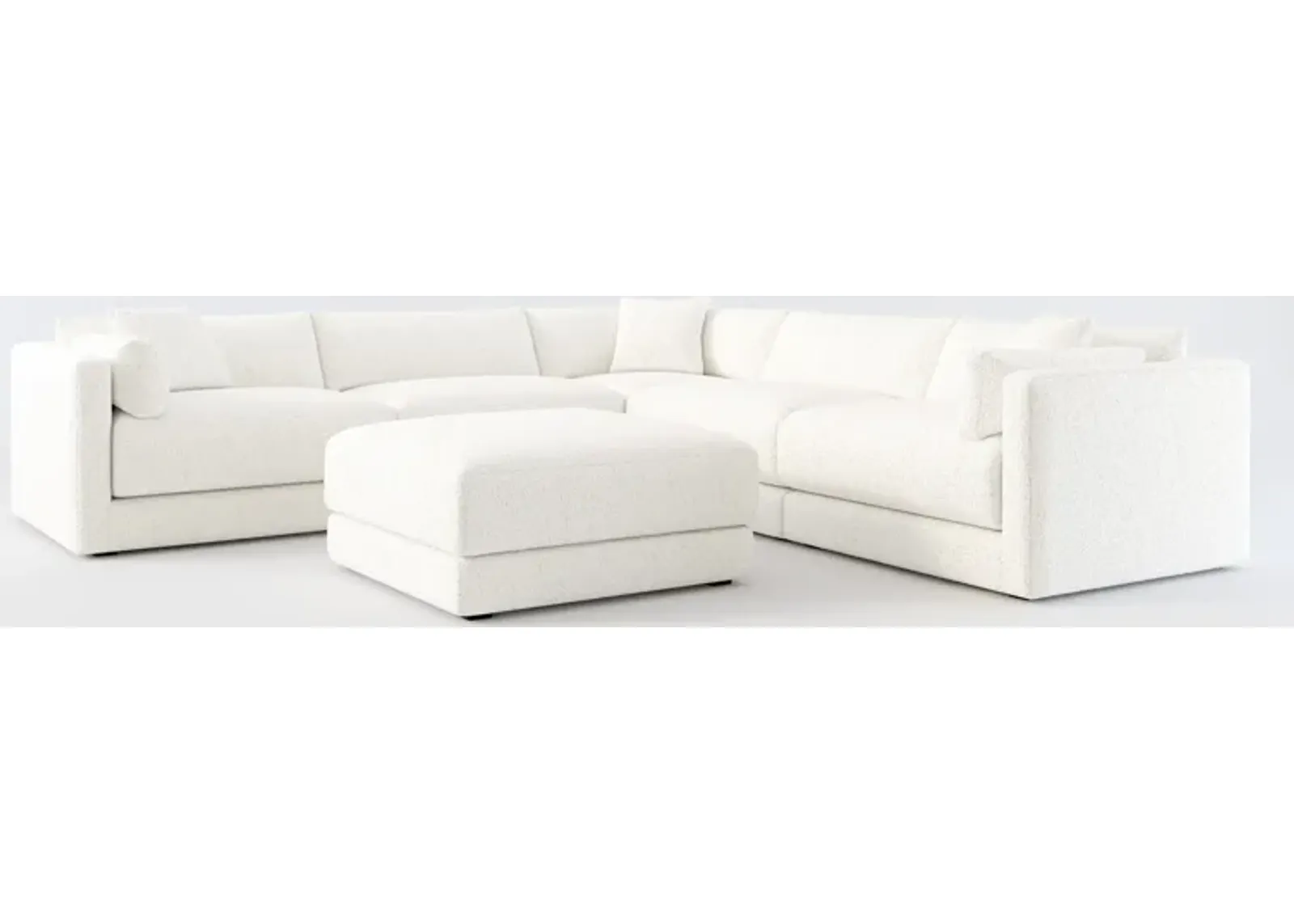 Malibu 5-Piece Sectional and Ottoman - River Rock Ivory