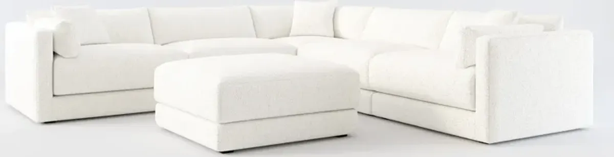 Malibu 5-Piece Sectional and Ottoman - River Rock Ivory